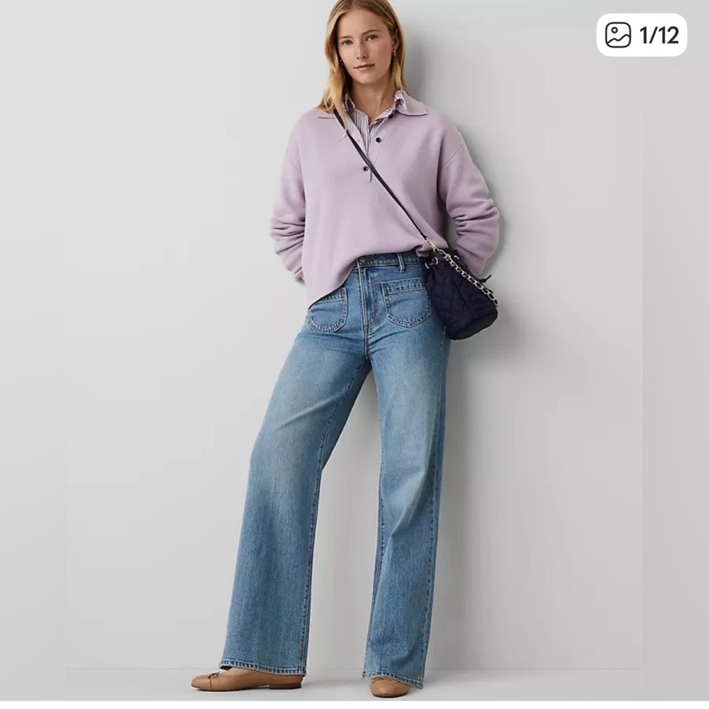 Ann Taylor Wide Leg Jeans with patch pockets size 10P. - Picture 2 of 14